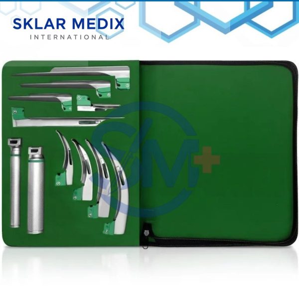 fiber optic laryngoscope set macintosh and miller blades with handles