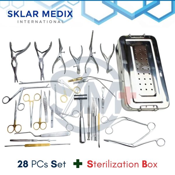 septoplasty surgical instrument set 28 pcs german quality nasal surgery instruments with sterilization container