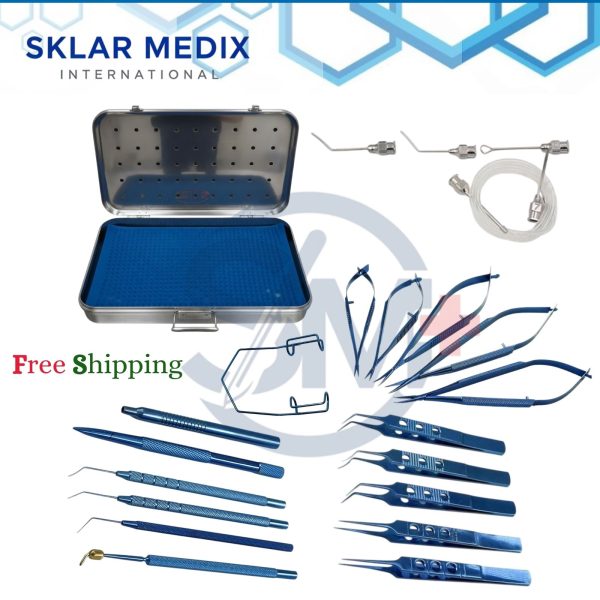eye cataract titanium surgical instrument set 21 pcs ophthalmic cataract surgery tools with sterilization box