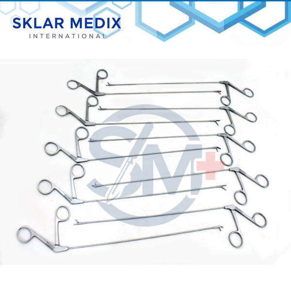 Micro Laryngeal Forceps and Scissors Set of 10 pieces featuring precision laryngeal forceps and microsurgical scissors made from premium German stainless steel for ENT and laryngeal surgical procedures.