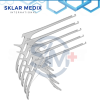 5-piece Kerrison Rongeurs Set with 7-inch shaft, 90-degree up angle, thin footplate design, and bite sizes from 1mm to 5mm, crafted from stainless steel for neurosurgical, spinal, and orthopedic procedures.
