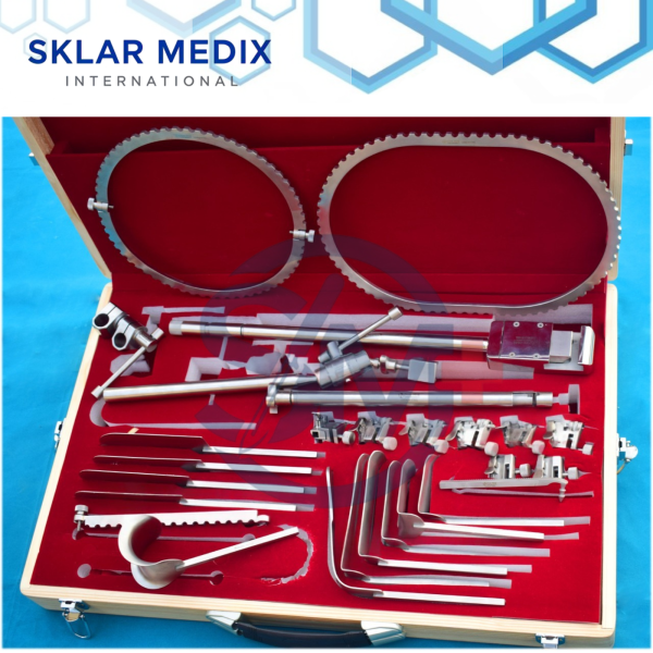 Complete Bookwalter Retractor Set including post coupling Balfour retractor, horizontal flex bar, segmented ring, oval ring, Harrington retractor, Gelpi retractor, Kelly retractors, malleable retractors, and ratchet mechanisms for abdominal and general surgical procedures.