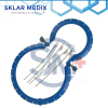 Blue Lone Star surgical retractor ring with adjustable dual-ring design and 10 elastic stay hooks for veterinary and general surgical tissue retraction.