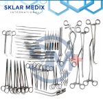 52-piece vascular surgery instrument set made from German grade stainless steel for cardiovascular, vascular, and cardiothoracic surgical procedures.