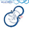 Three canine stifle distractor instruments with ergonomic colored handles in 13mm, 20mm, and 27mm sizes for veterinary orthopedic surgery.