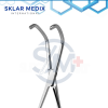 DeBakey-Satinsky Vena Cava Clamp 8.25-inch (21 cm) with double-angled fine serrated DeBakey jaws and stainless steel construction for vascular and cardiovascular surgery.