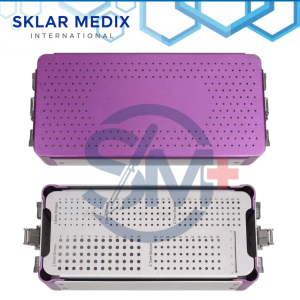 Veterinary orthopedic screw rack designed to organize and store 1.5mm, 2.0mm, 2.4mm, 2.7mm, and 3.5mm surgical screws.