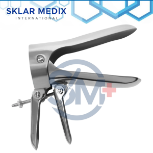 Cusco's bivalve self-retaining speculum with blunt tips, grip handle, and satin stainless steel finish for gynecological applications.