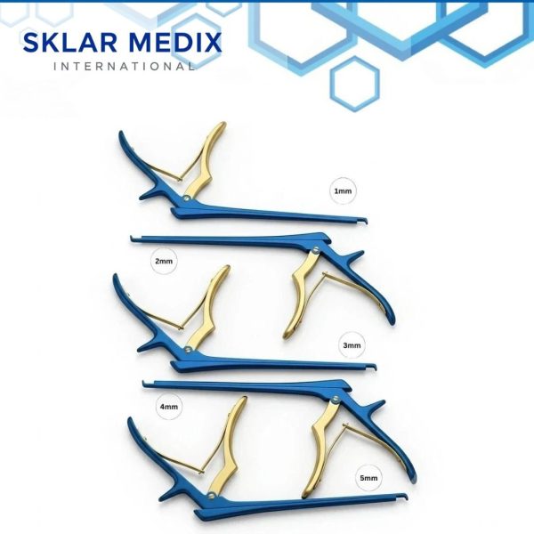 Kerrison Rongeur Set 1mm 2mm 3mm 4mm 5mm Blue Titanium Gold Handle Spine Orthopedic Instrument - Sklar Medix